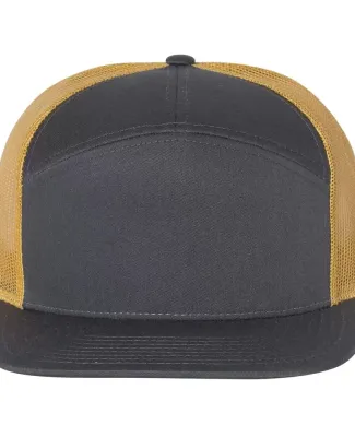 Richardson Hats 168 Hi-Pro 7- Panel Trucker Cap Charcoal/ Old Gold