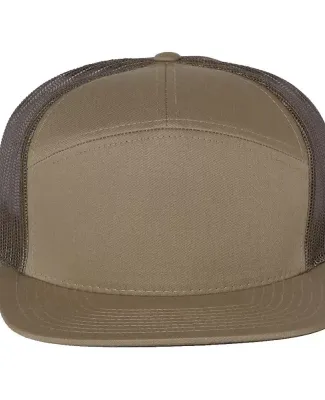Richardson Hats 168 Hi-Pro 7- Panel Trucker Cap in Pale khaki/ loden green