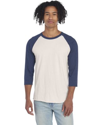 Jerzees 560RR Premium Blend Ringspun Three-Quarter in Sweet cream heather/ indigo heather