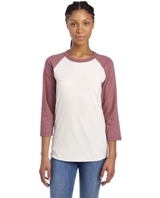Jerzees 560RR Premium Blend Ringspun Three-Quarter in Sweet cream heather/ heather mauve