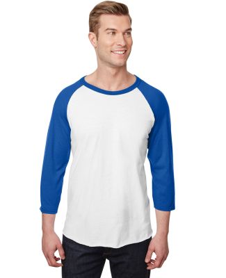 Jerzees 560RR Premium Blend Ringspun Three-Quarter in White/ royal