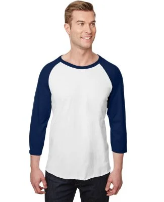 Jerzees 560RR Premium Blend Ringspun Three-Quarter in White/ j. navy