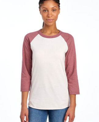 Jerzees 560RR Premium Blend Ringspun Three-Quarter in Sweet cream heather/ heather mauve