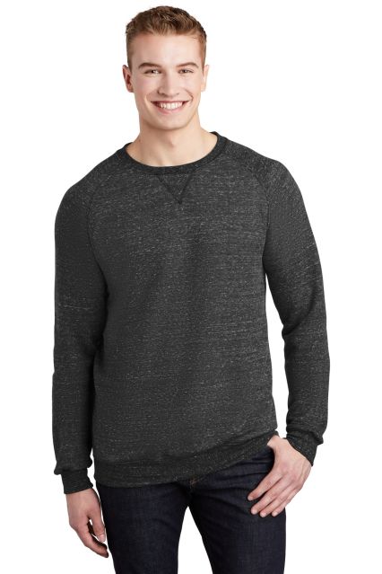 Jerzees 91MR Snow Heather French Terry Crewneck Sw in Black ink