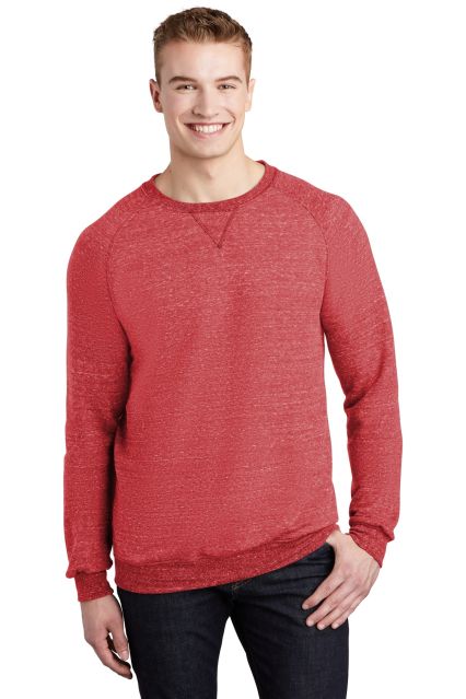 Jerzees 91MR Snow Heather French Terry Crewneck Sw in Red
