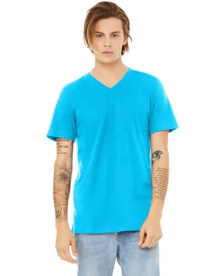 BELLA+CANVAS 3005CVC Cotton V-Neck T-shirt in Neon blue