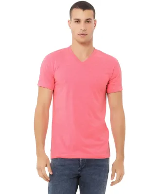 BELLA+CANVAS 3005CVC Cotton V-Neck T-shirt in Neon pink