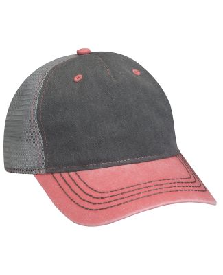 Adams EN102 Pigment-Dyed Twill & Mesh 5 Panel Truc in Chrcl/ crl/ gry
