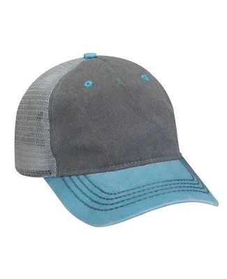 Adams EN102 Pigment-Dyed Twill & Mesh 5 Panel Truc in Chrcl/ carib/ gr