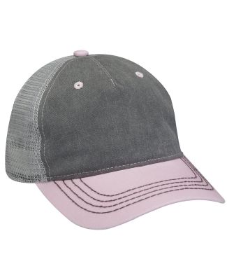 Adams EN102 Pigment-Dyed Twill & Mesh 5 Panel Truc in Chrcl/ p pnk/ gr