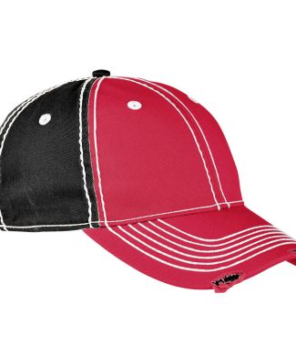 Adams RM102 Adult Distressed Rambler Cap in Red/ black