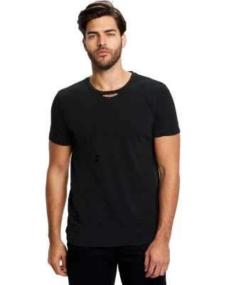 Unisex Pigment-Dyed Destroyed T-Shirt in Black