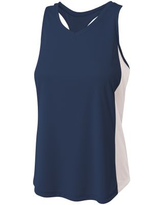 A4 Apparel NW2009 Ladies' Pacer Singlet with Racer Navy/White
