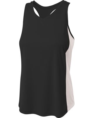 A4 Apparel NW2009 Ladies' Pacer Singlet with Racer Black/White