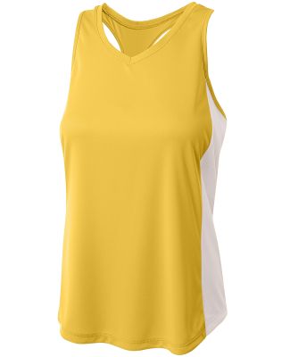A4 Apparel NW2009 Ladies' Pacer Singlet with Racer Gold/White