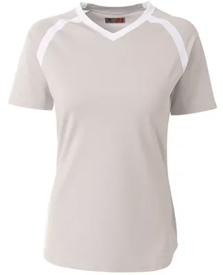 A4 Apparel NW3019 Ladies' Ace Short Sleeve Volleyb Silver/White