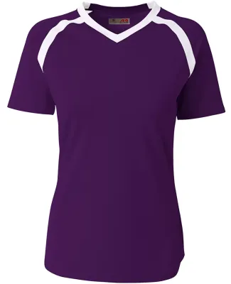 A4 Apparel NW3019 Ladies' Ace Short Sleeve Volleyb Purple/White