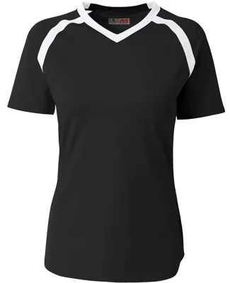A4 Apparel NW3019 Ladies' Ace Short Sleeve Volleyb Black/White