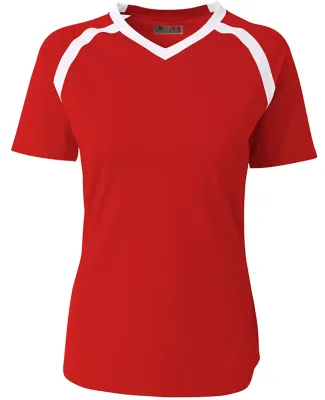 A4 Apparel NW3019 Ladies' Ace Short Sleeve Volleyb Scarlet/White