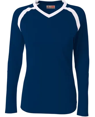 A4 Apparel NW3020 Ladies' Ace Long Sleeve Volleyba Navy/White
