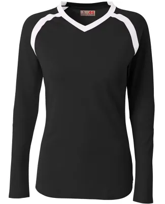 A4 Apparel NW3020 Ladies' Ace Long Sleeve Volleyba Black/White