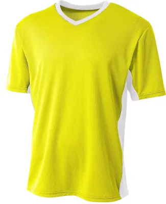 A4 Apparel N3018 Men's Liga V-Neck Soccer Jersey Safety Yellow White