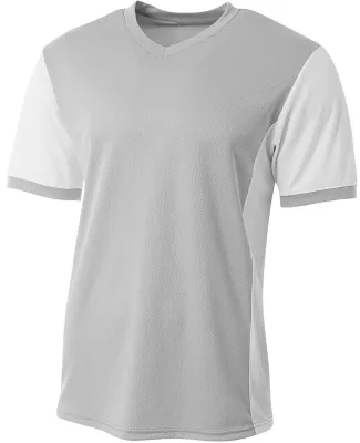 A4 Apparel NB3017 Youth Premier Soccer Jersey SILVER/ WHITE
