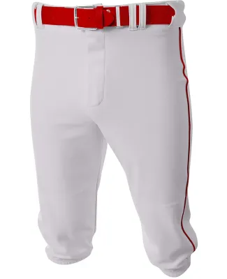 A4 Apparel NB6003 Youth Baseball Knicker Pant WHITE/ SCARLET