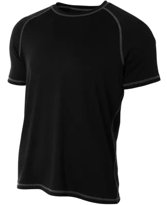 A4 Apparel N3275 Men's Raglan Tee Shirt w/ Flatloc Black