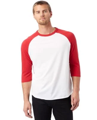 Alternative Apparel 5127 Vintage Jersey Baseball T in White/ red