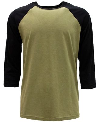 Next Level Apparel 6251 Unisex CVC Three-Quarter S in Black/olive