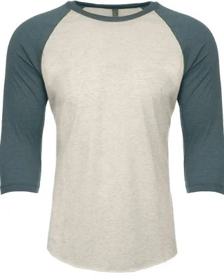 Next Level Apparel 6251 Unisex CVC Three-Quarter S in Indigo/ silk