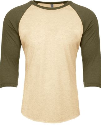 Next Level Apparel 6251 Unisex CVC Three-Quarter S in Military green/cream