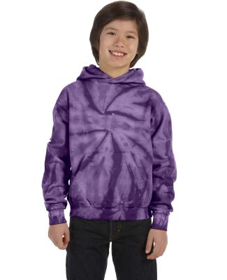 Tie-Dye CD877Y Youth 8.5 oz Pullover Hooded Sweats in Spider purple