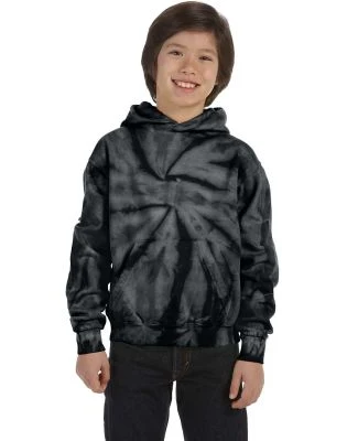 Tie-Dye CD877Y Youth 8.5 oz Pullover Hooded Sweats in Spider black