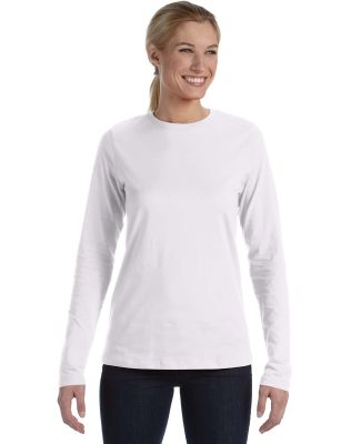 BELLA 6450 Womens Long Sleeve Missy T-Shirt in White