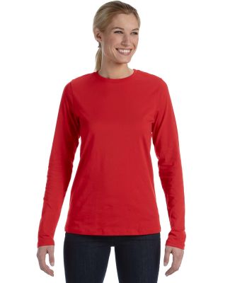 BELLA 6450 Womens Long Sleeve Missy T-Shirt in Red