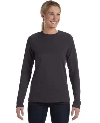 BELLA 6450 Womens Long Sleeve Missy T-Shirt in Dark gry heather