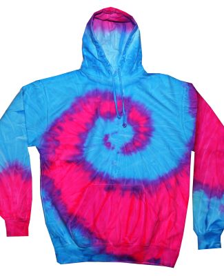 Tie-Dye CD8700 Adult Fluorescent Pullover Hoodie FLO BLUE/ PINK