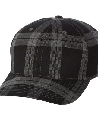 Yupoong-Flex Fit 6197 Tartan Plaid Cap BLACK/GRAY