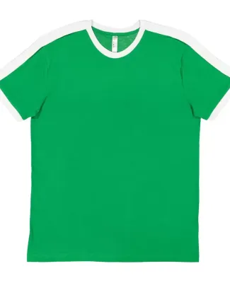 LA T 6932 Retro Ringer Fine Jersey Tee VINT GREEN/ WHT