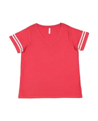 LA T 3837 Curvy Collection Women's Vintage Footbal in Vintage red/blended white
