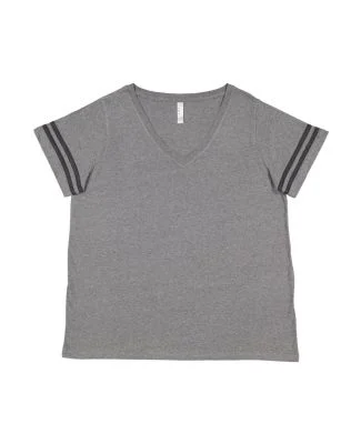 LA T 3837 Curvy Collection Women's Vintage Footbal in Granite heather/vintage smoke