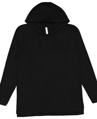 LA T 6917 Fine Jersey Long Sleeve Hooded Raglan T- in Black