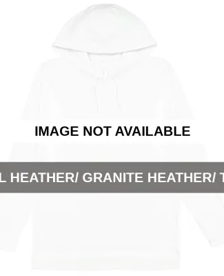 LA T 6917 Fine Jersey Long Sleeve Hooded Raglan T- Natural Heather/ Granite Heather/ Titanium