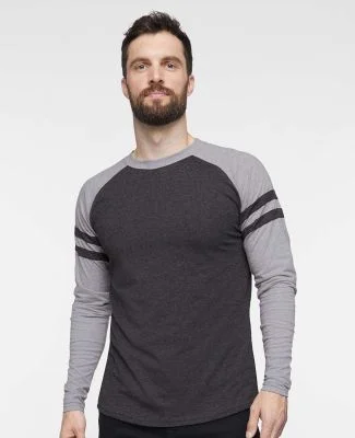 LA T 6934 Fine Jersey Mash Up Long Sleeve Tee in Vintage smoke/ vintage heather