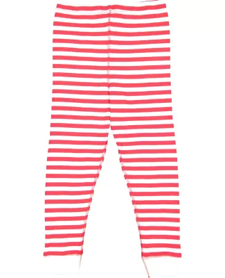 LA T 612Z Youth Baby Rib Pajama Bottom RED WHT STR/ WHT