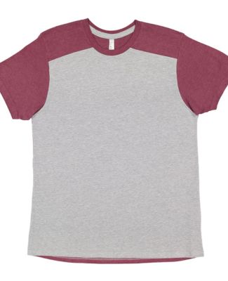 LA T 6911 Men's Forward Shoulder Fine Jersey Tee in Heather/vintage burgundy