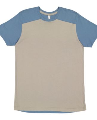 LA T 6911 Men's Forward Shoulder Fine Jersey Tee in Titanium/ indigo