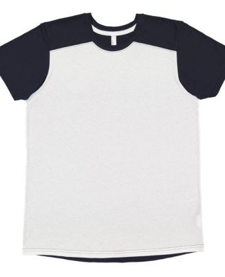 LA T 6911 Men's Forward Shoulder Fine Jersey Tee in White/navy
